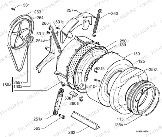 Взрыв-схема стиральной машины Aeg Electrolux L1245EL - Схема узла Functional parts 267